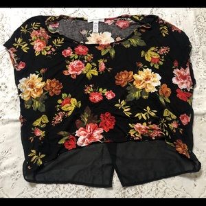 Ambiance Apparel Floral Cropped Shirt